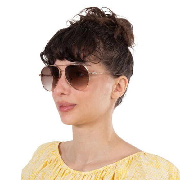 Jimmy Choo OLLY/S 0DDB HA Sunglasses Gold Aviator Frame, Brown Lenses - Picture 3 of 10